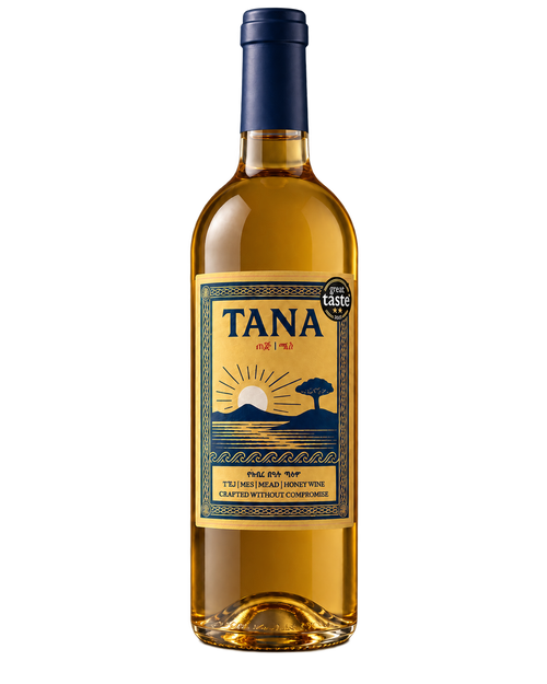 Concept packaging visual of a TANA honey wine bottle